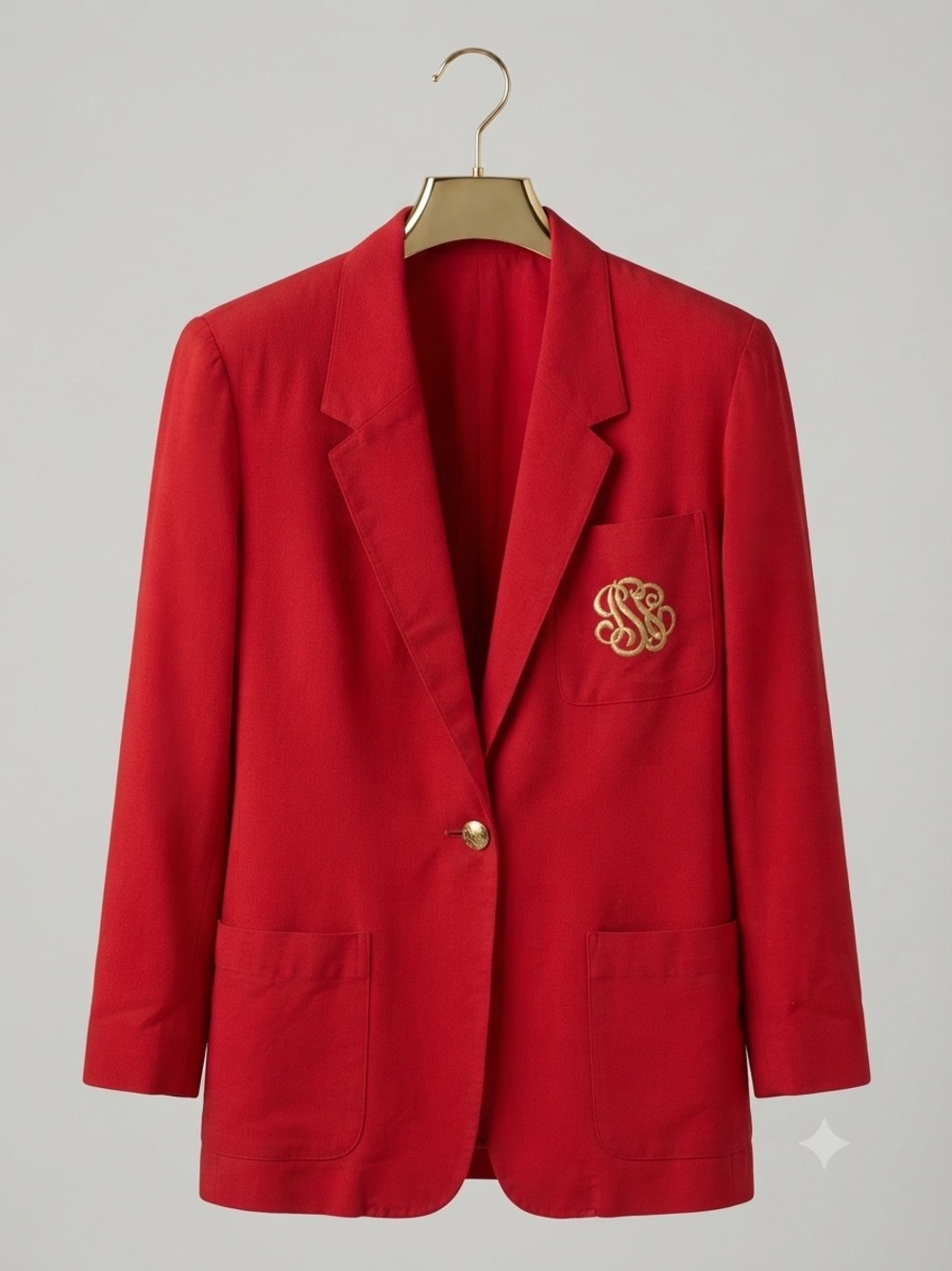 Hunter Red Blazer with Gold Monogram Button
